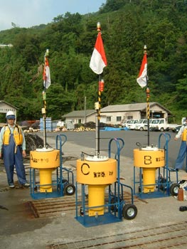 Figure 3. Preparation of a buoy with hydrophone for underwater positioning